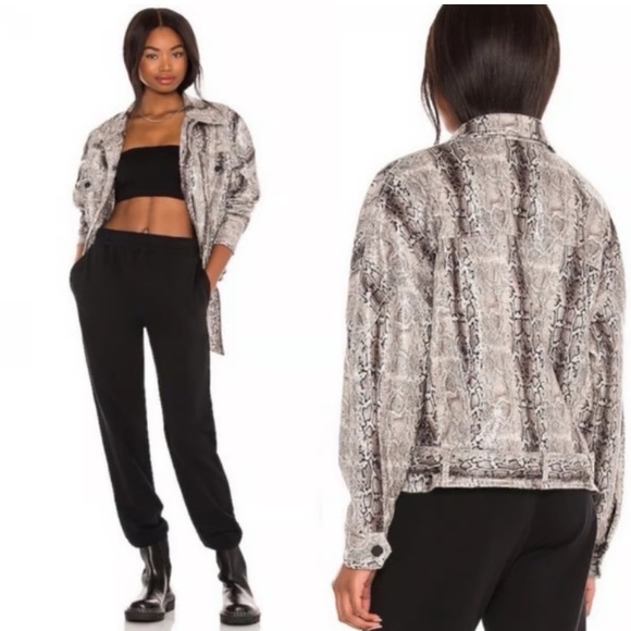 Blank NYC faux snakeskin Moto bomber jacket black gray size XS - Picture 6 of 14